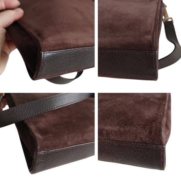 Gucci Brown Suede & Leather Bamboo Satchel Shoulder Bag - Picture 10 of 16